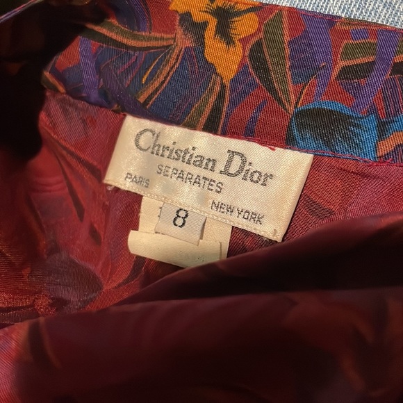 Vintage Christian Dior 80's Pattern Button Up in Purple Multi Size 8 - Picture 8 of 9